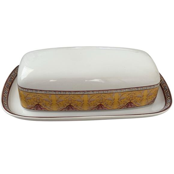 American Atelier Bombay Covered Butter Dish #5042 Stoneware 1/4 lb. 8" EUC
